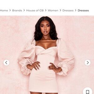 House of CB Pink Puff Sleeve Dress